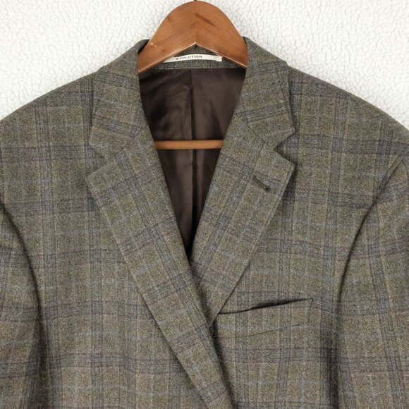 Baumler Blazer Mens 46 Short Brown Check Loro Piana Super 120s Elbow Patches - Picture 2 of 15
